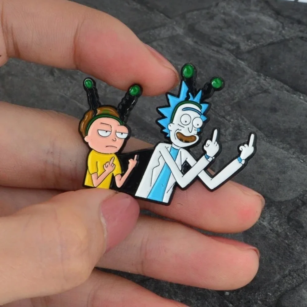 Funny Rick and Morty Pin Cartoon Geeky Weirdcore Sci-Fi Enamel Brooch - Picture 3 of 6